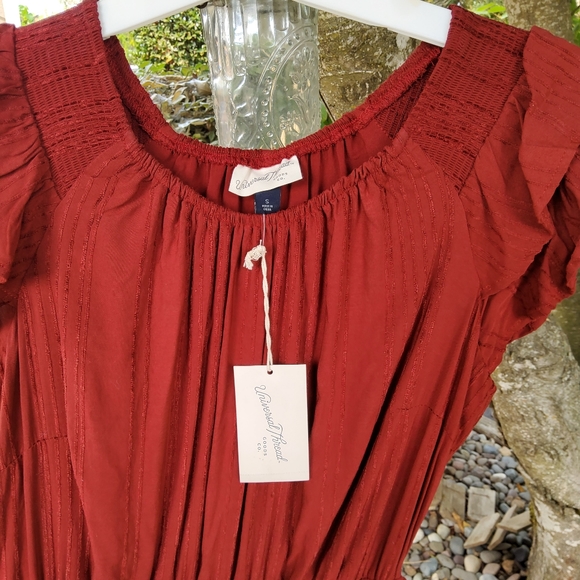 Universal Thread Burgundy Tiered Boho Midi Dress - Picture 4 of 7